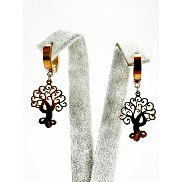 Rose Ağaç Detaylı Küpe